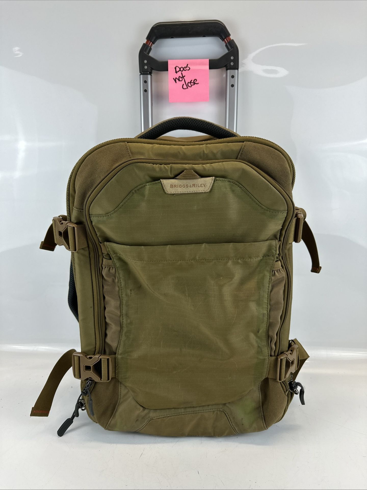Briggs & Riley BU119-27 Upright Green Suitcase Checked Travel Luggage 27" *READ*