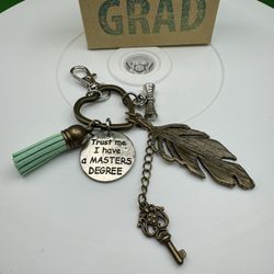Congrats Grad Masters Degree Key Ring With 5 Charms New With Box