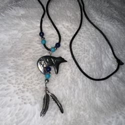 Vintage Silver Navajo Spirit Bear pendant on rope necklace