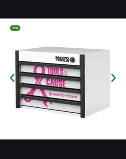 WHITE BREAST CANCER MINI MATCO TOOL BOX