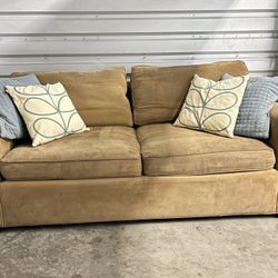 2-seater brown suede couch