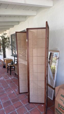 Wood and fabric room divider