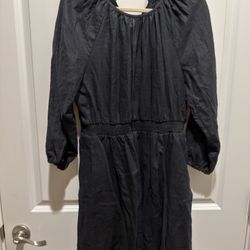 J Crew Size L Black 💯 Linen Crewneck Dress LBD