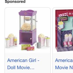American Girl Doll Popcorn Machine + accessories 