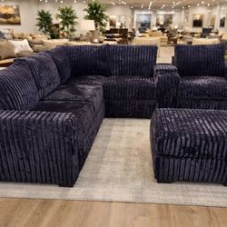 Black Sofa Sectional w/ FREE Ottoman