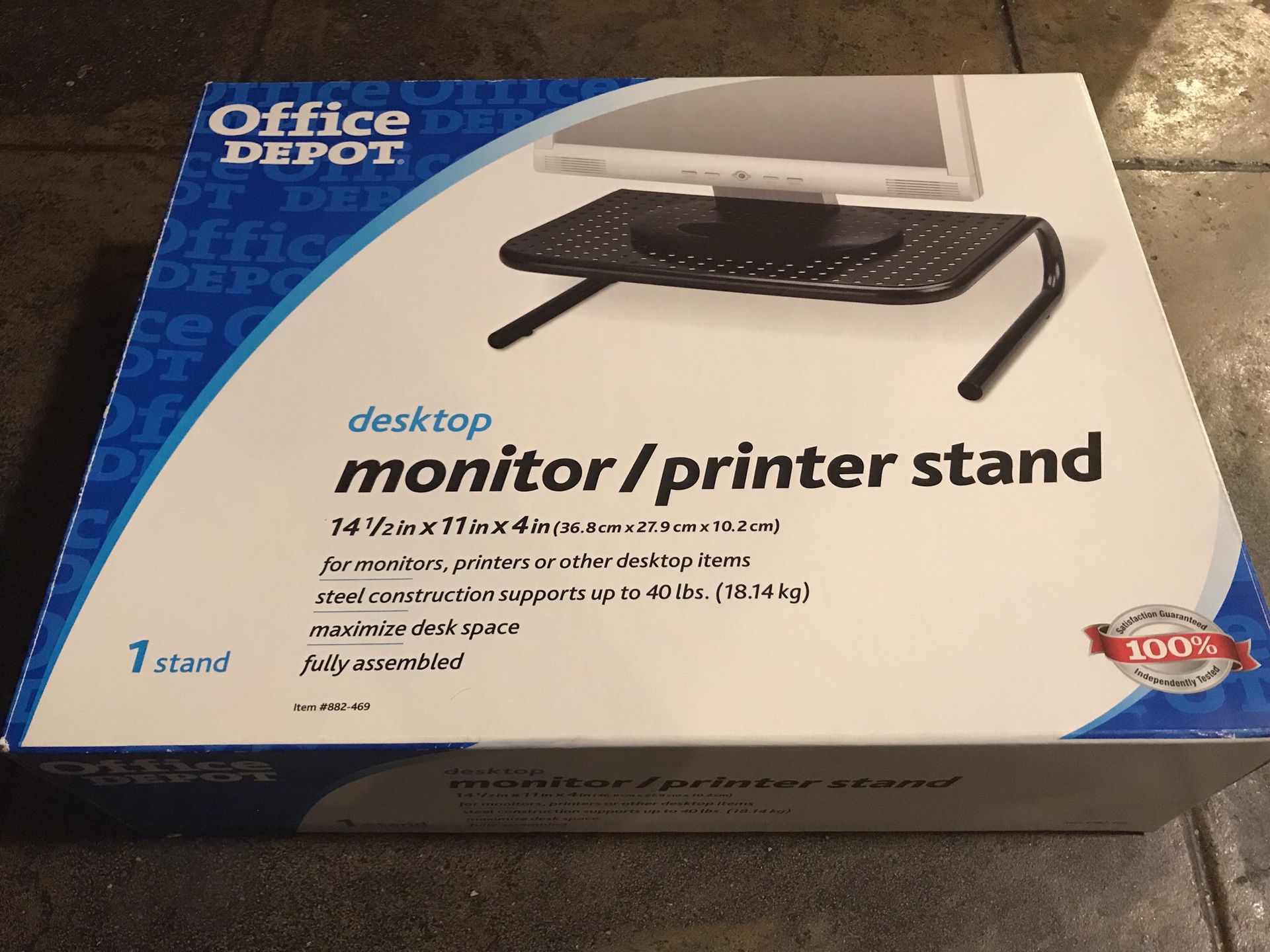 Monitor stand like new Still in its box. Check photos for dimensions Condition: Like new