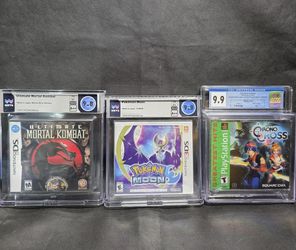 GRADED Chrono Cross 9.9 ,Pokémon Moon 9.8, Mortal Kombat 9.8