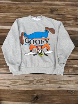 Disney Goofy Sweatshirt Womens L  Gray Fleece Crewneck Pullover Cartoo