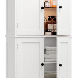 Bathroom Floor Cabinet with Motion Sensor LED Light