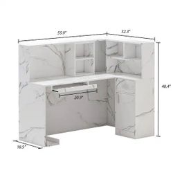 Modern L Shape reception desk white marble