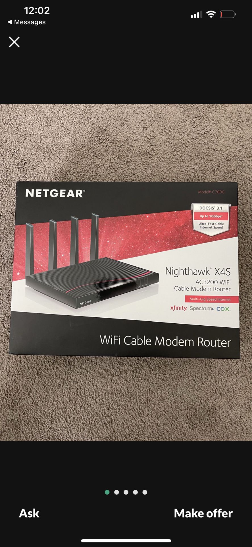 Netgear Nighthawk AC3200 DOCSIS 3.1 Cable Modem 