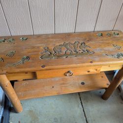 Southwestern Kokopelli Mexican Wood Distressed Rustic Country Entry Console Table
