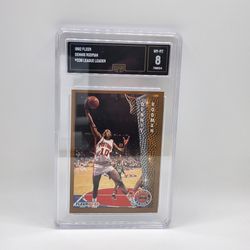 ​1992 Fleer Dennis Rodman League Leader #239 Detroit Pistons GMA 8 NM-MT Card