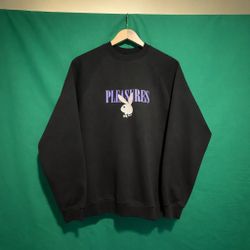 PLEASURES x Playboy Bunny Logo Crewneck Sweatshirt Black FW22 Size M NWT