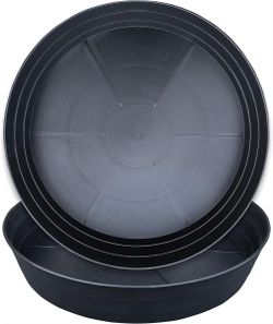 4-Black Plastic Plant Saucers