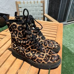 Michael Kors Haskell Leopard Calf Hair Combat Boot