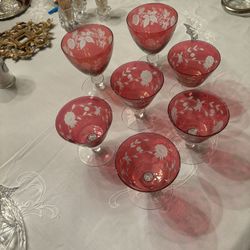 Beautiful Vintage Glastonbury Lotus Oyster Or Fruit Cocktail Set