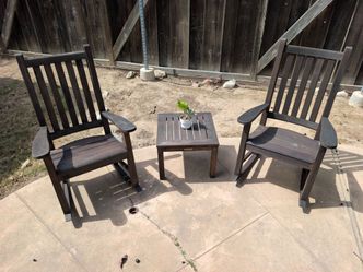 Designer Kingsley Bate Teak Rocking chair Set & Side Table