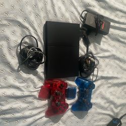 Slim PS2 Console, Two Controllers And Cords