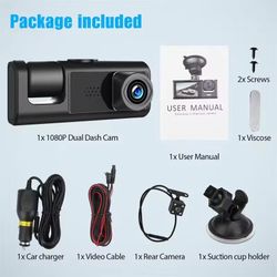 Dash Cam 3 Channels 1080p Hd Front Rear and Inner Camera Car Video Recorder Dvr