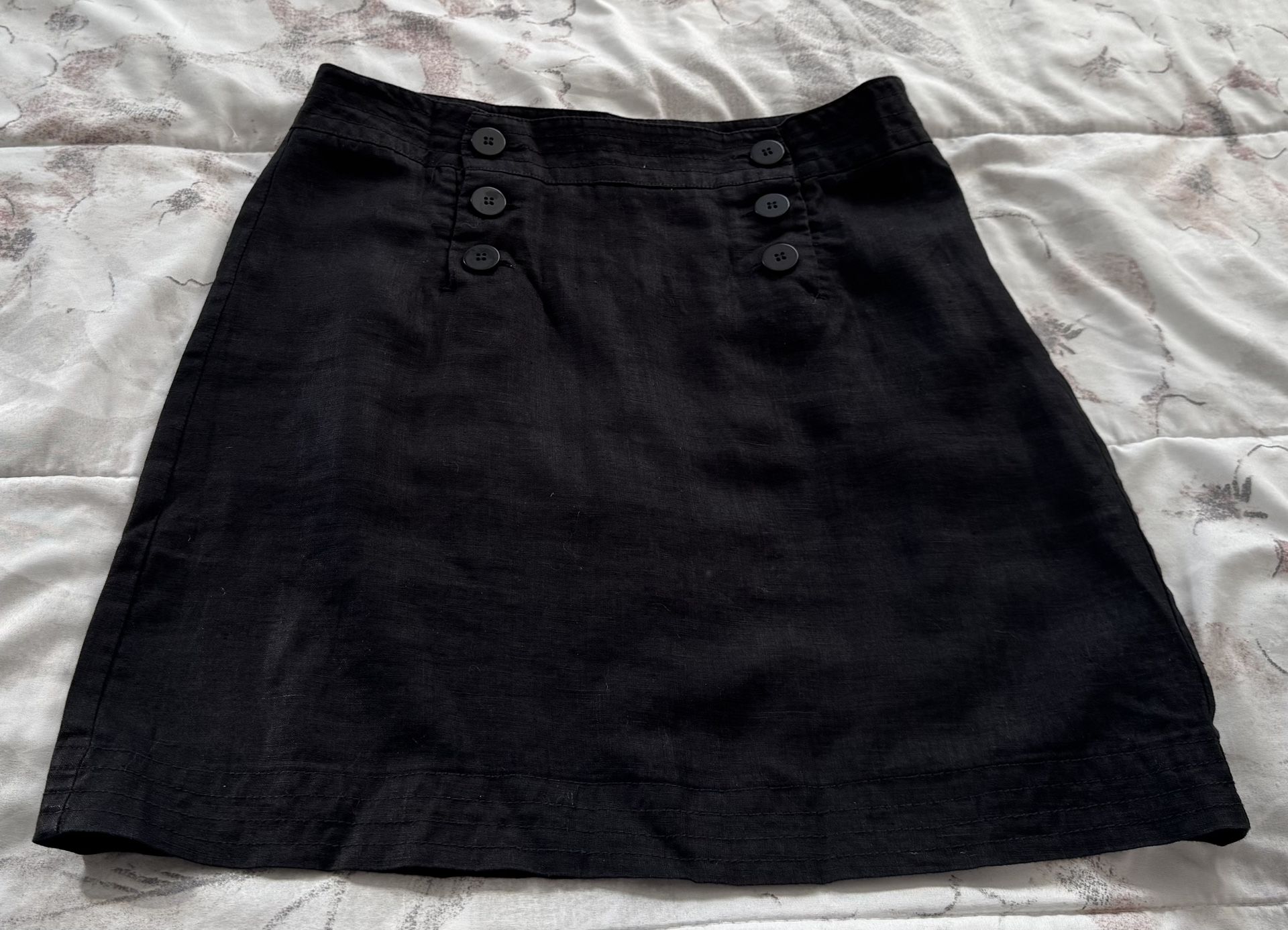 Max Studio Black 100% Linen Button Detailing Mini Skirt, size 2