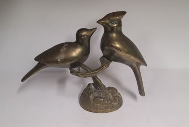 Beautiful Vintage Solid Brass Perched Birds Figurine