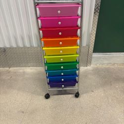 10-Drawer Organizer Cart, perfect for dorms/ the classroom-Translucent Multi-Color..$35 