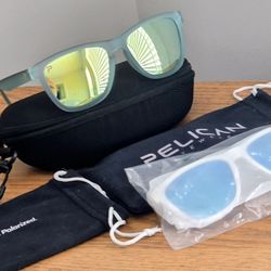 (2) Pair Of Authentic Signature PELICAN Polarized Sunglasses Classic Edition W/ Travel Case