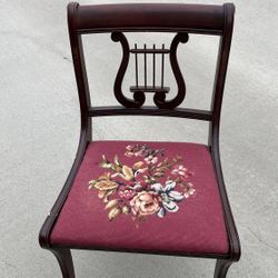 Set of 6 Vintage Mahogany Dining Chairs – Needlepoint Floral Seats