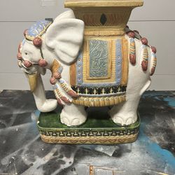 Vintage 1960’s Chinese colored glaze ceramic elephant garden seat or plant stand 