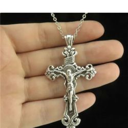 BRAND NEW .925 STERLING SILVER 3D CROSS NECKLACE