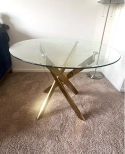 Modern Round Glass Top Dining Table