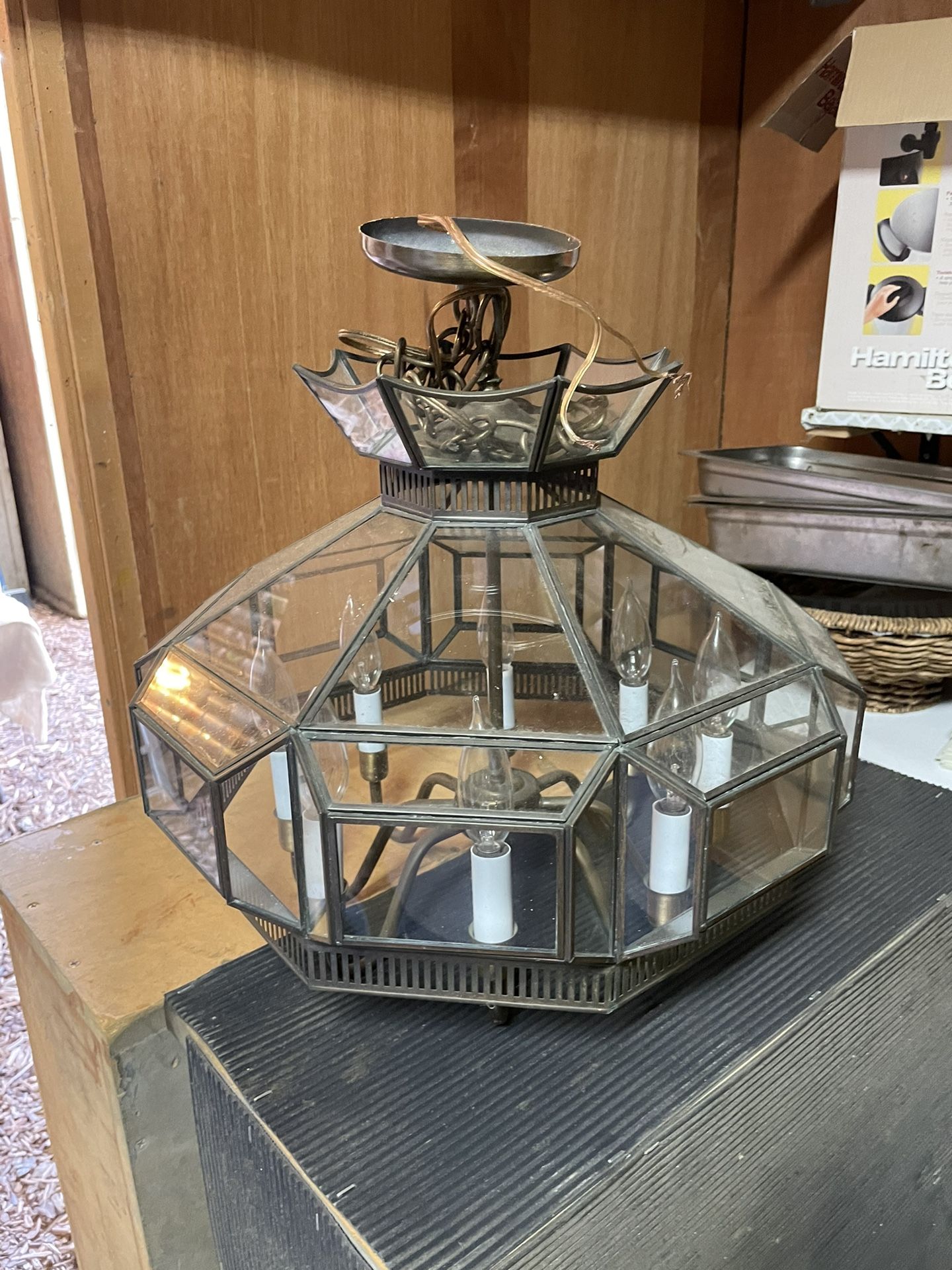 Geometric Beveled Glass Chandelier