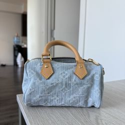 Louis Vuitton nano speedy denim bag