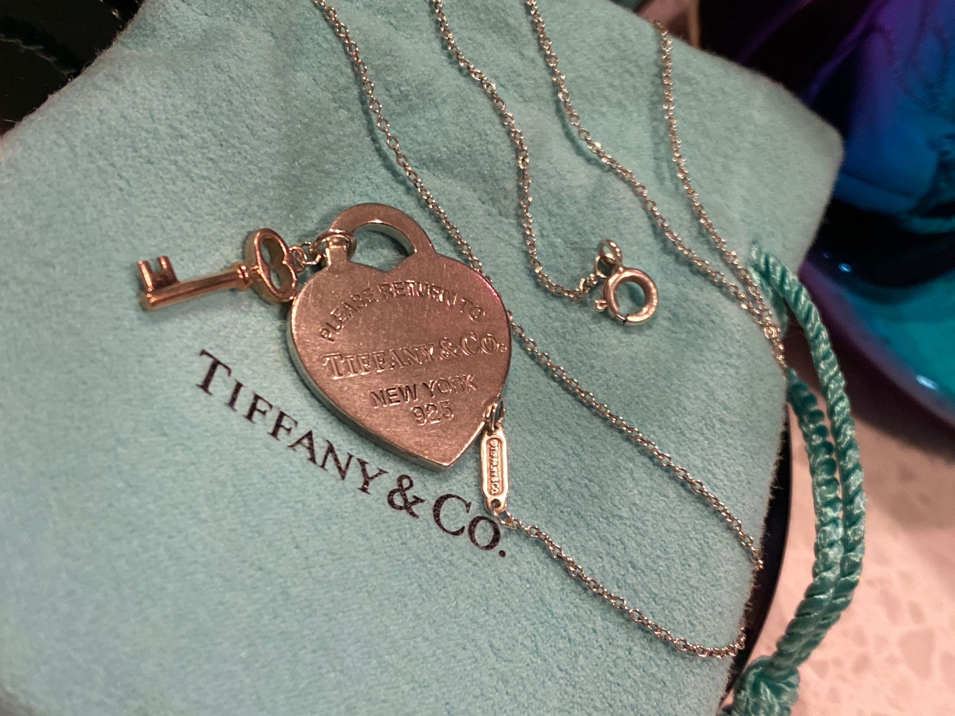 Tiffany & Co. necklace 925 silver with tiny gold key