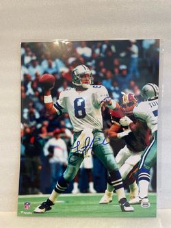 Troy Aikman Autographed Dallas Cowboys Signed 11x14 Photo With ACA- COA