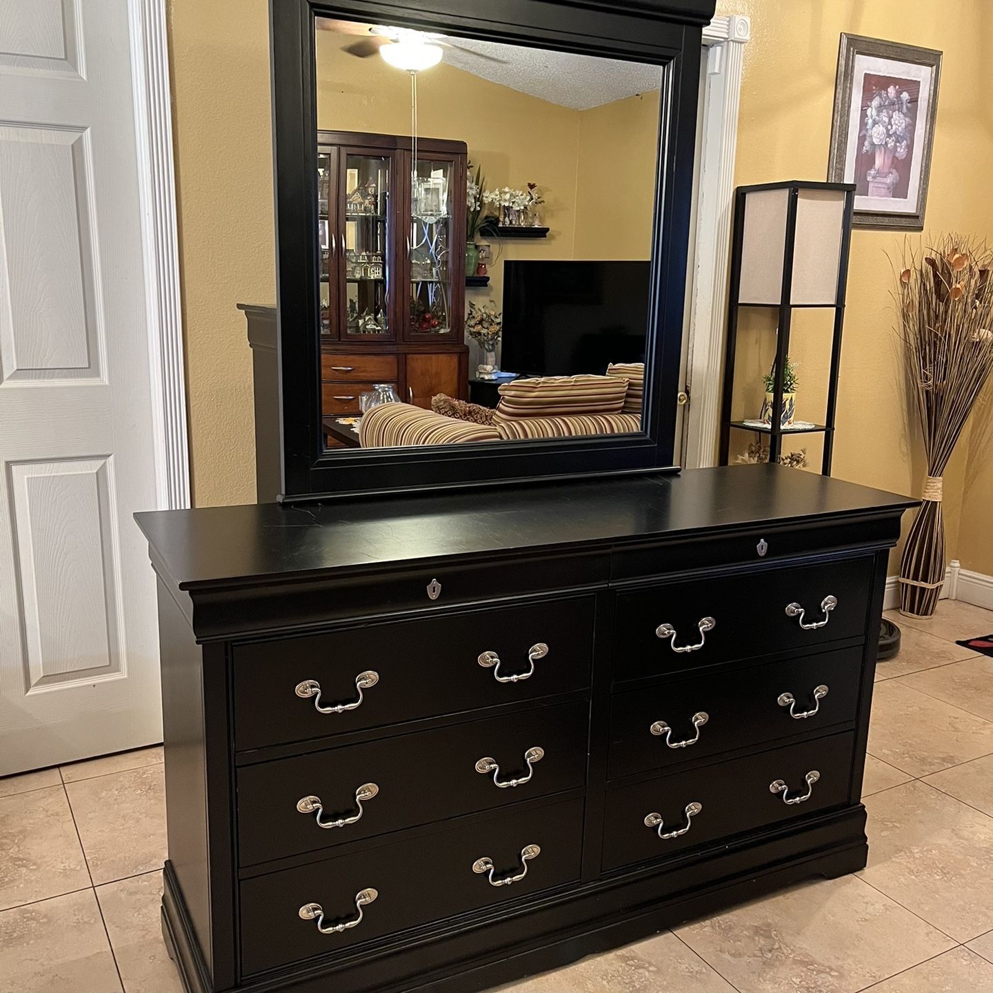 black dresser for sale Ashley Rowanbeck Constructed with a simple wooden frame in a black finish and classic oil 6 Drawer Black Dresser With