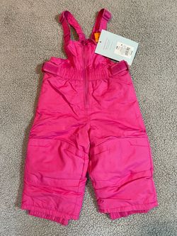 Pink snow pants with adjustable straps and pockets size 12M  #winterwear #kids