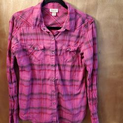 Pretty Mossimo Plaid Button Long Sleeve Shirt Medium