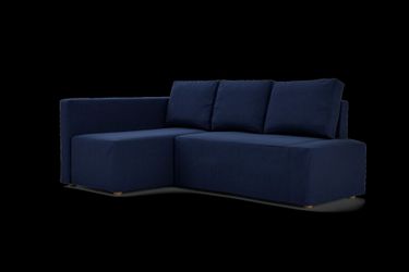 Blue couch, full mattress, bed frame, box spring