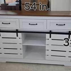 Farmhouse Sideboard Buffet Cabinet with 3 Drawers, Coffee Bar Storage for Kitchen, Living Room, Dining Room, 2 Doors & Adjustable Shelf $120new in the