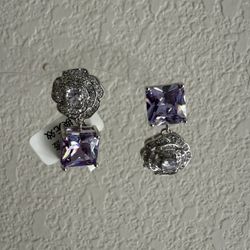 Women’s purple and silver flower AB style Earrings