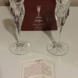New Gorham Crystal Star Blossom Candlestick Holders