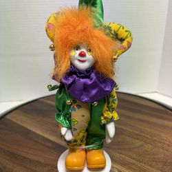 Vintage Collectors Choice Fine Bisque 9 Inch Porcelain Jester Clown