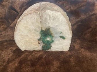 New, Large Green Agate Bookend, Set 5v