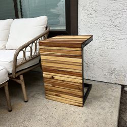 Modern Wood & Metal Side Table / Outdoor Table