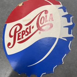 Vintage 15" Pepsi Cola Single Dot Bottle Cap Advertising Cardboard Sign