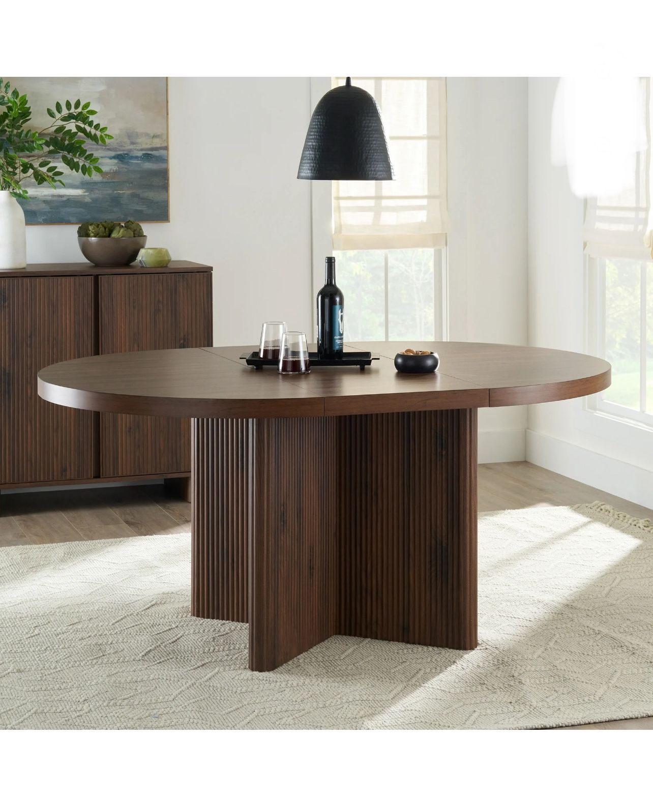 ✨ Modern Expandable Round Dining Table – Seats Up to 6, Walnut Finish, New!✨