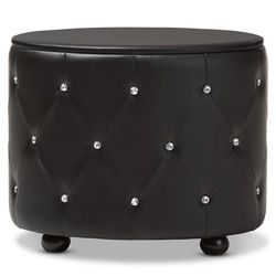 2 Drawer Faux Leather Tufted Nightstand in Black