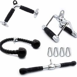 RitFit Cable Machine Attachments for Gym, LAT Pulldown Accessories with Multi-Option: V Bar, Tricep Rope, Double D Handle, Rotating Straight Bar, for 